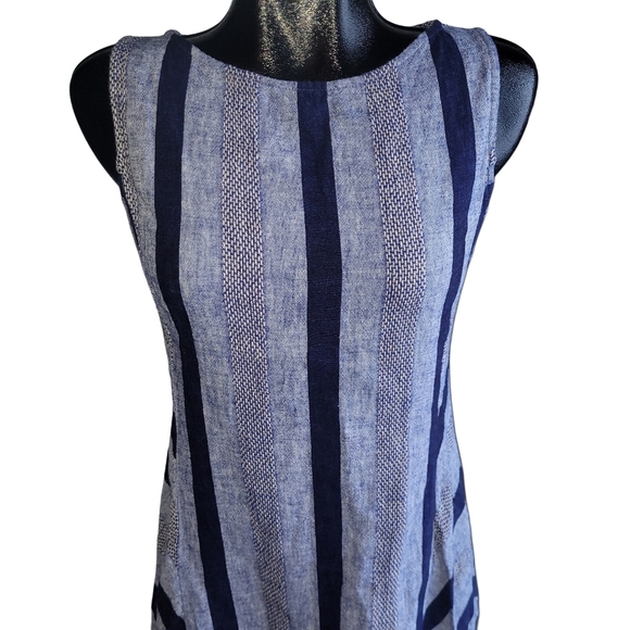 Kenar Blue Linen Blend Sleeveless Dress M - Picture 2 of 7